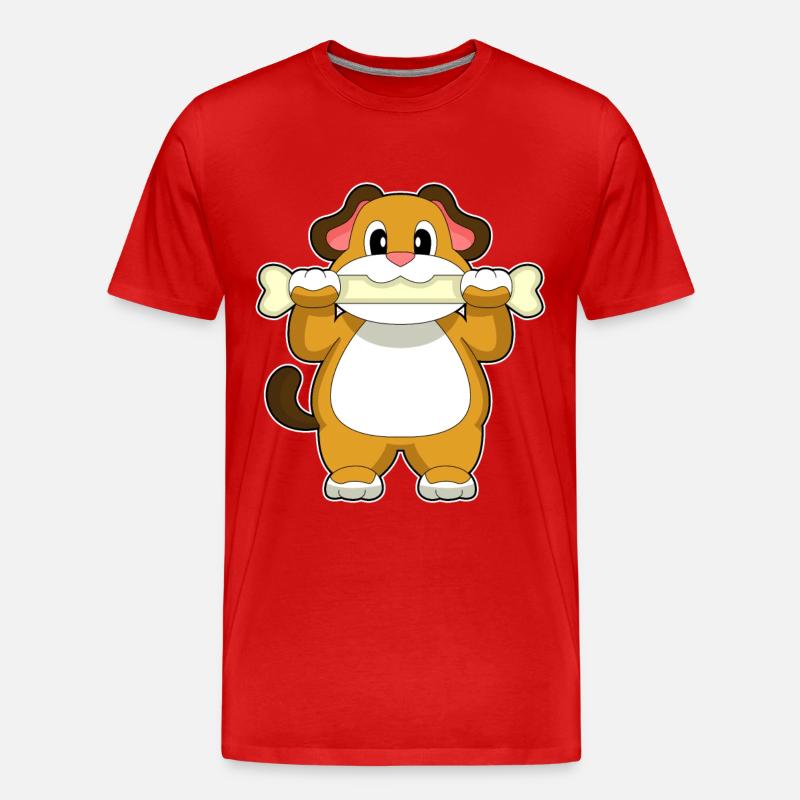Hund Knochen - Männer Premium Bio T-Shirt - Rot