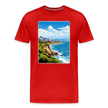 Lima Pérou Affiche de voyage Peinture de carte postale souvenir - T-shirt bio Premium Homme - rouge - Devant - Damien (186cm)