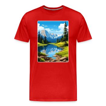 Rocky Mountain National Park Colorado Travel Card - Men's Premium Organic T-Shirt - red - Front - Damien (186cm)