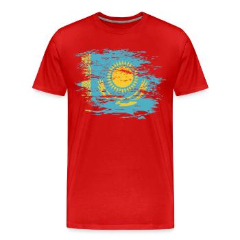 Kasachstan Flagge used - Männer Premium Bio T-Shirt - Rot - Vorne - Damien (186cm)