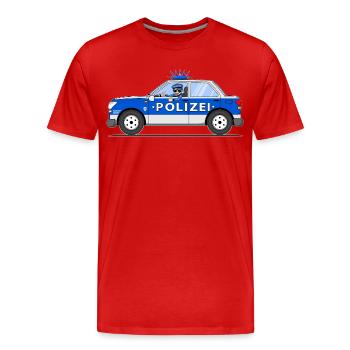 Polizeiauto mit Polizist in Blau und Silber - Männer Premium Bio T-Shirt - Rot - Vorne - Damien (186cm)