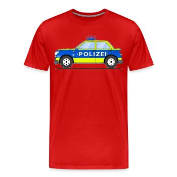 Voiture de police en bleu et jaune - T-shirt bio Premium Homme - rouge - Devant - Damien (186cm)