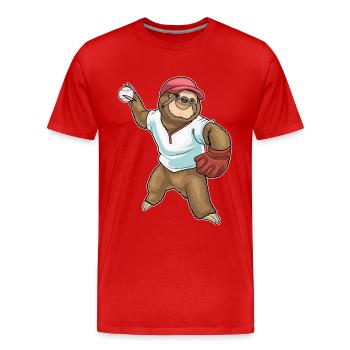 Gant de baseball Sloth - T-shirt bio Premium Homme - rouge - Devant - Damien (186cm)