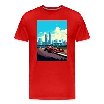 Singapur Rennstrecke Motorsport Rennreise Poster - Männer Premium Bio T-Shirt - Rot - Vorne - Damien (186cm)