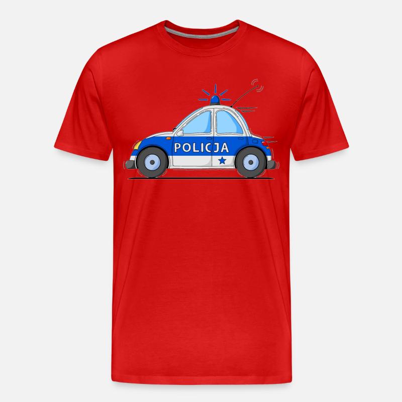 Polizeiauto Policja Blau - Männer Premium Bio T-Shirt - Rot