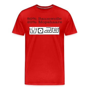 Illustration d’instructions de blanchisserie minimaliste - T-shirt bio Premium Homme - rouge - Devant - Damien (186cm)