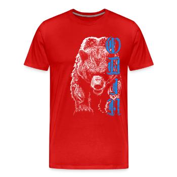 Odin Grizzly Ours Mythologie nordique Nordique - T-shirt bio Premium Homme - rouge - Devant - Damien (186cm)