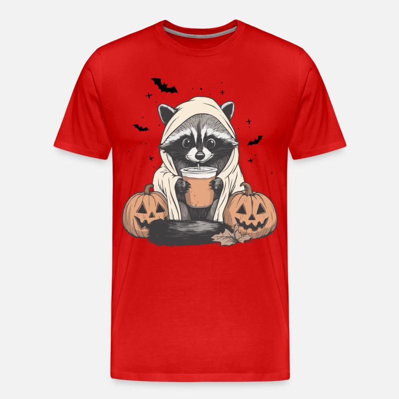 Halloween Pullover, Waschbär Halloween, Geschenk - Männer Premium Bio T-Shirt - Rot