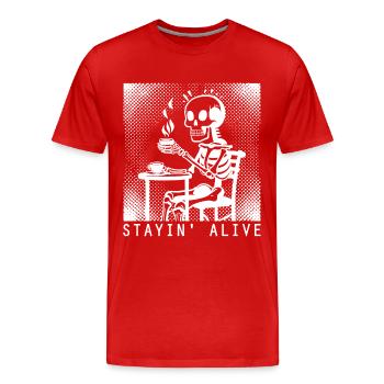 Stayin Alive Barista Kaffee - Männer Premium Bio T-Shirt - Rot - Vorne - Damien (186cm)