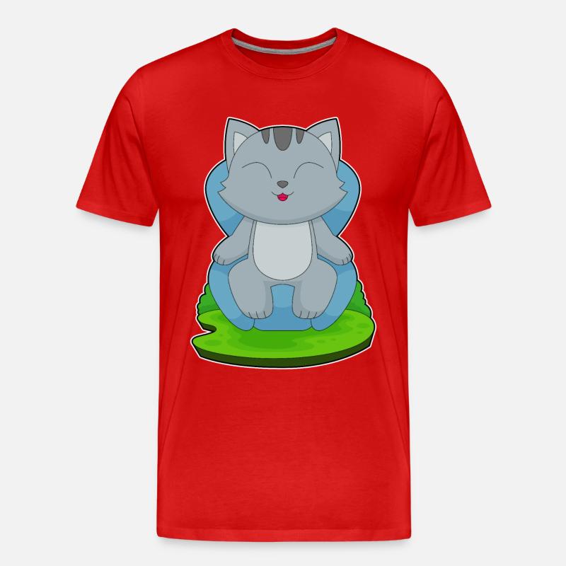Katze Sessel - Männer Premium Bio T-Shirt - Rot