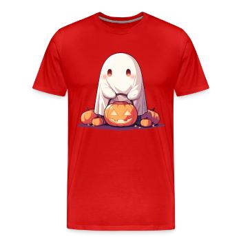 Ghost Ghost citrouille lanterne cadeau d’Halloween - T-shirt bio Premium Homme - rouge - Devant - Damien (186cm)