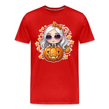Mädchen zu Halloween mit Kürbis und Sternchen - Männer Premium Bio T-Shirt - Rot - Vorne - Damien (186cm)