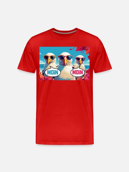 Moin Moin Möwen - Männer Premium Bio T-Shirt - Rot