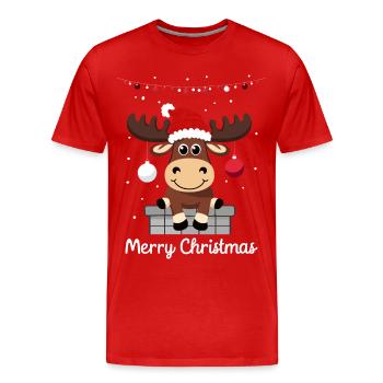 Sweet Christmas Moose - Men's Premium Organic T-Shirt - red - Front - Damien (186cm)