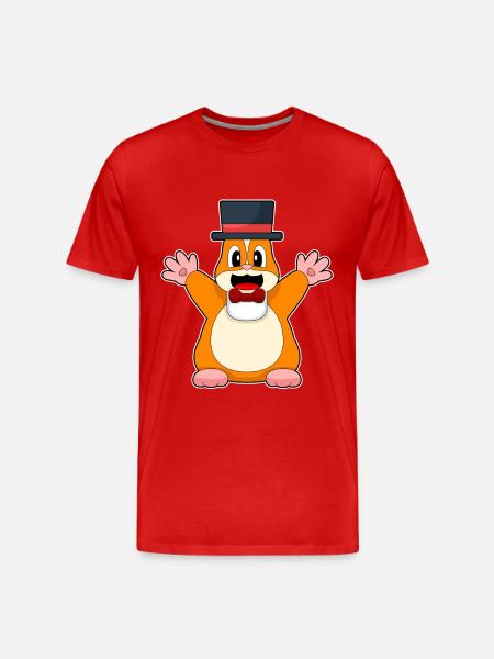 Hamster Groom Top Hat Wedding - Men's Premium Organic T-Shirt - red