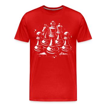 Pièces d’échecs - T-shirt bio Premium Homme - rouge - Devant - Damien (186cm)