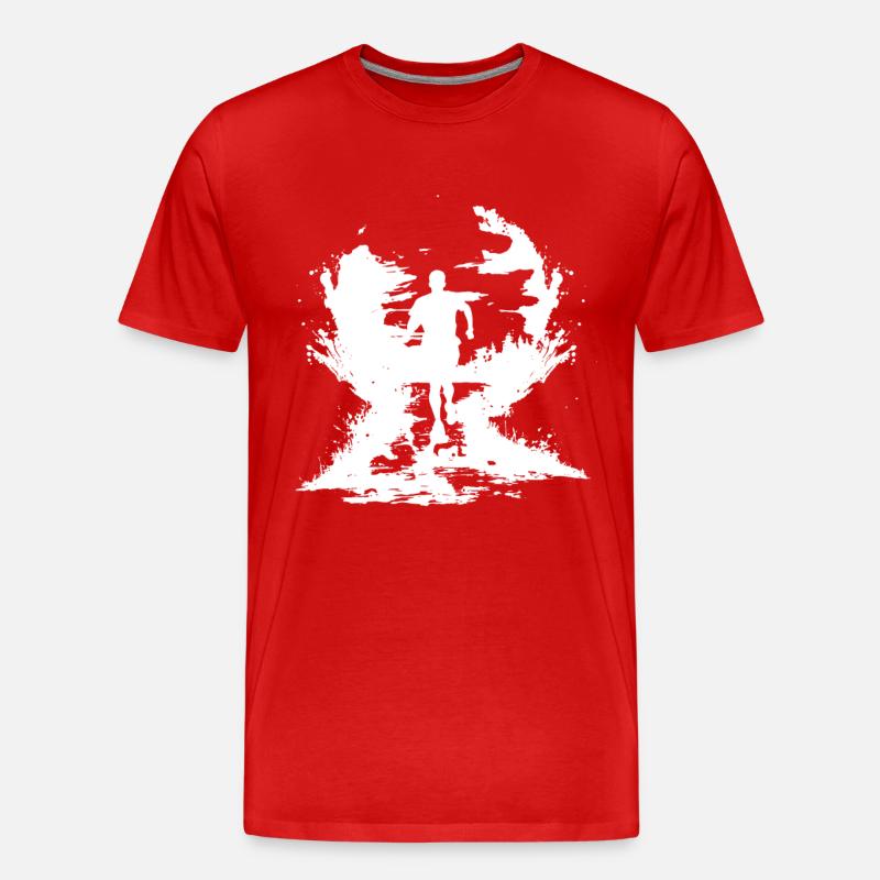 Marathon Junge Zeichnung - Männer Premium Bio T-Shirt - Rot