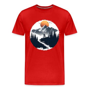 Fahrradfahrer Illustration - Männer Premium Bio T-Shirt - Rot - Vorne - Damien (186cm)