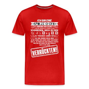 un fier patron d’une troupe de fous - T-shirt bio Premium Homme - rouge - Devant - Damien (186cm)