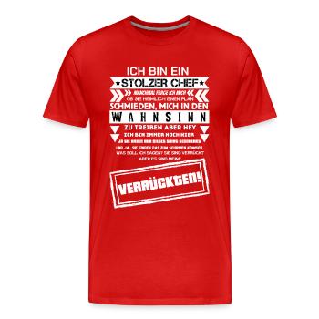 un fier patron d’une troupe de fous - T-shirt bio Premium Homme - rouge - Devant - Damien (186cm)