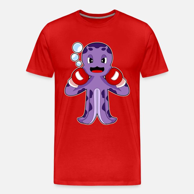 Krake Boxer Boxhandschuhe Boxen - Männer Premium Bio T-Shirt - Rot