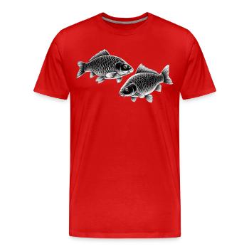 Dessin à la craie de la carpe - T-shirt bio Premium Homme - rouge - Devant - Damien (186cm)