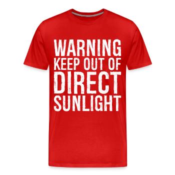 warning keep out of direct sunlight funny - Men's Premium Organic T-Shirt - red - Front - Damien (186cm)