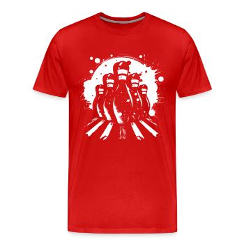 Bowling Pins Drawing - Men's Premium Organic T-Shirt - red - Front - Damien (186cm)
