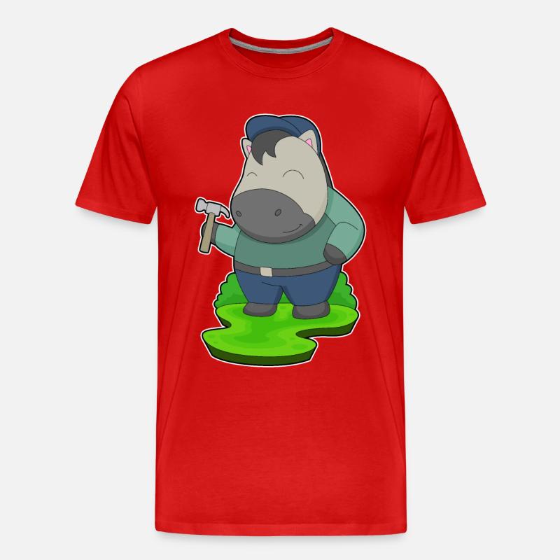 Pferd Handwerker Hammer - Männer Premium Bio T-Shirt - Rot