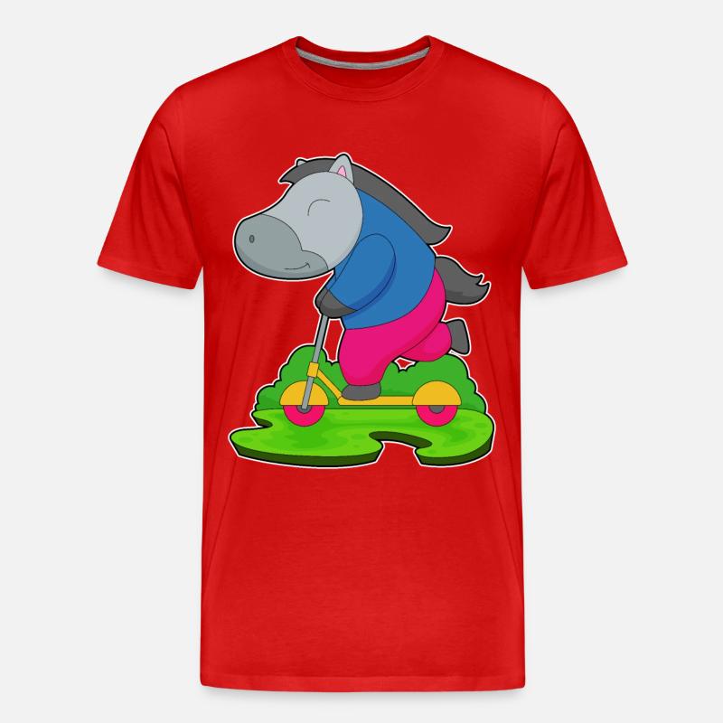 Pferd Roller - Männer Premium Bio T-Shirt - Rot