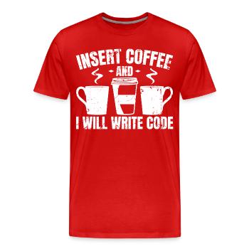 Programmeur Blagues drôles - T-shirt bio Premium Homme - rouge - Devant - Damien (186cm)