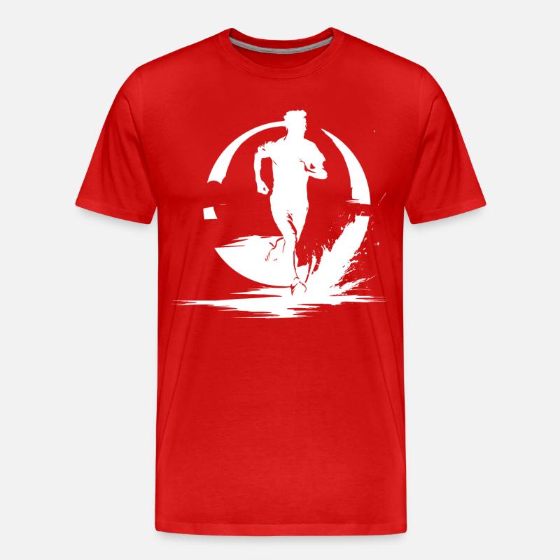 Marathon Junge Zeichnung - Männer Premium Bio T-Shirt - Rot