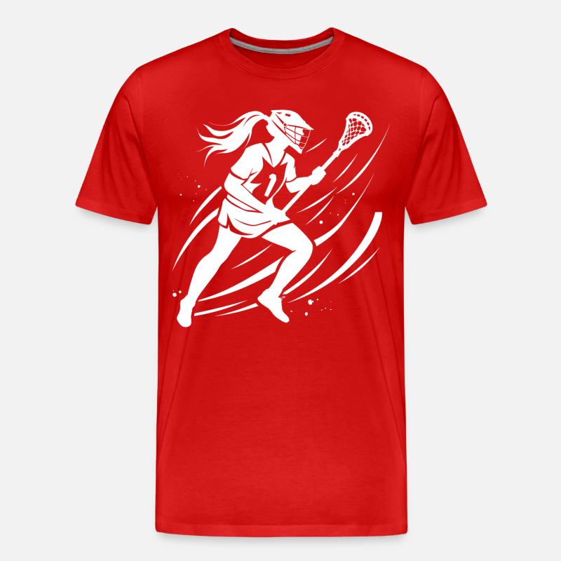 Lacrosse Mädchen - Männer Premium Bio T-Shirt - Rot
