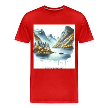 Sognefjord Automne Scandinavie Norvège Plaie naturelle - T-shirt bio Premium Homme - rouge - Devant - Damien (186cm)
