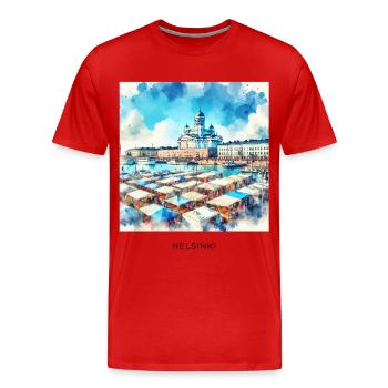 Kauppatori Markt Helsinki Skandinavien Finnland So - Männer Premium Bio T-Shirt - Rot - Vorne - Damien (186cm)