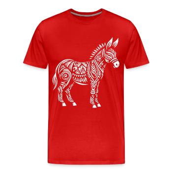 Âne tribal - T-shirt bio Premium Homme - rouge - Devant - Damien (186cm)