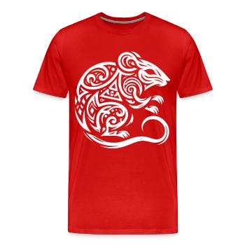 Souris tribale - T-shirt bio Premium Homme - rouge - Devant - Damien (186cm)