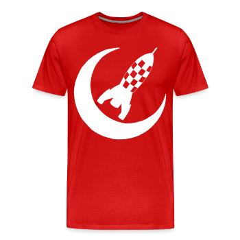 Fusée blanche et demi lune - T-shirt bio Premium Homme - rouge - Devant - Damien (186cm)