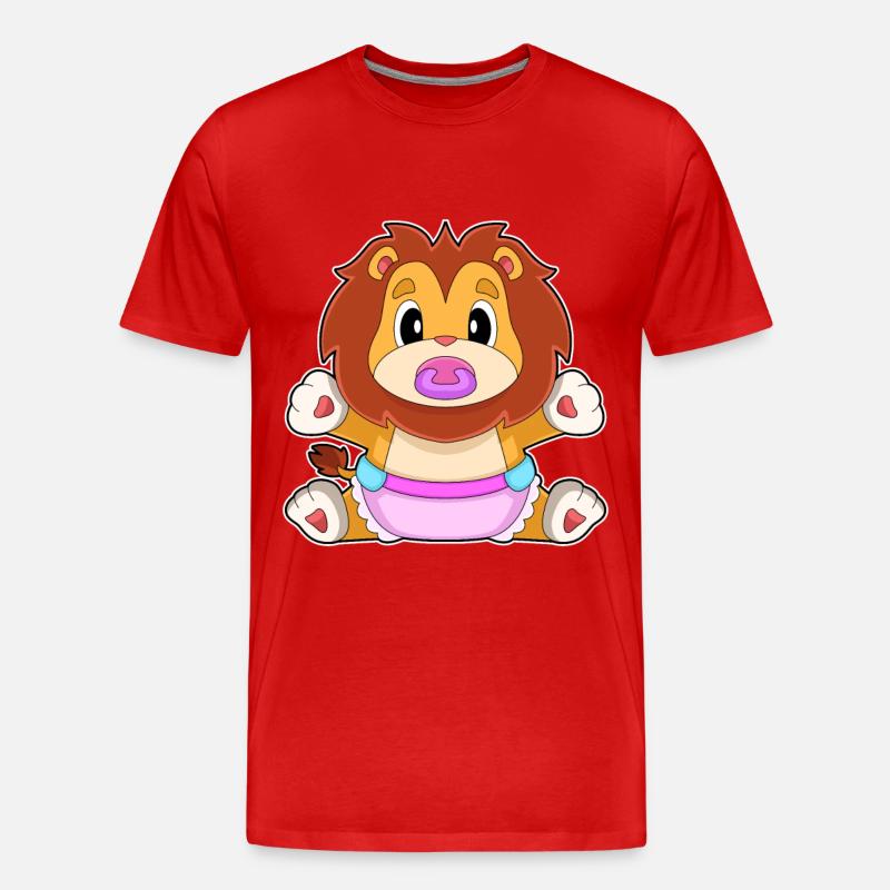 Löwe Baby Schnuller - Männer Premium Bio T-Shirt - Rot