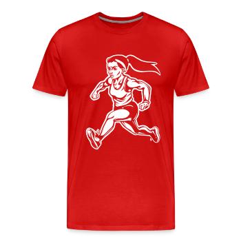 Croquis du coureur - T-shirt bio Premium Homme - rouge - Devant - Damien (186cm)
