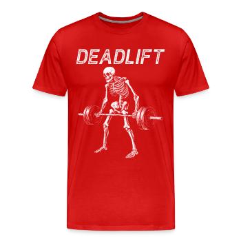 Kreuzheben Deadlift Skelett Gym Workout Geschenk - Männer Premium Bio T-Shirt - Rot - Vorne - Damien (186cm)