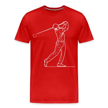 Golfspieler Skizze - Männer Premium Bio T-Shirt - Rot - Vorne - Damien (186cm)