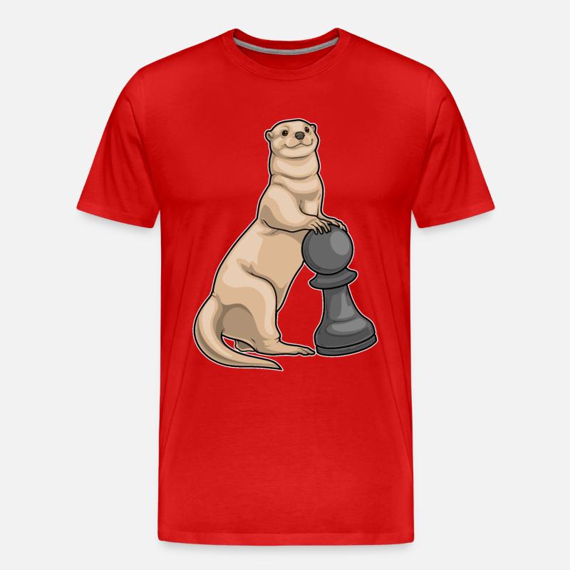 Otter Schachfigur Bauer Schach - Männer Premium Bio T-Shirt - Rot