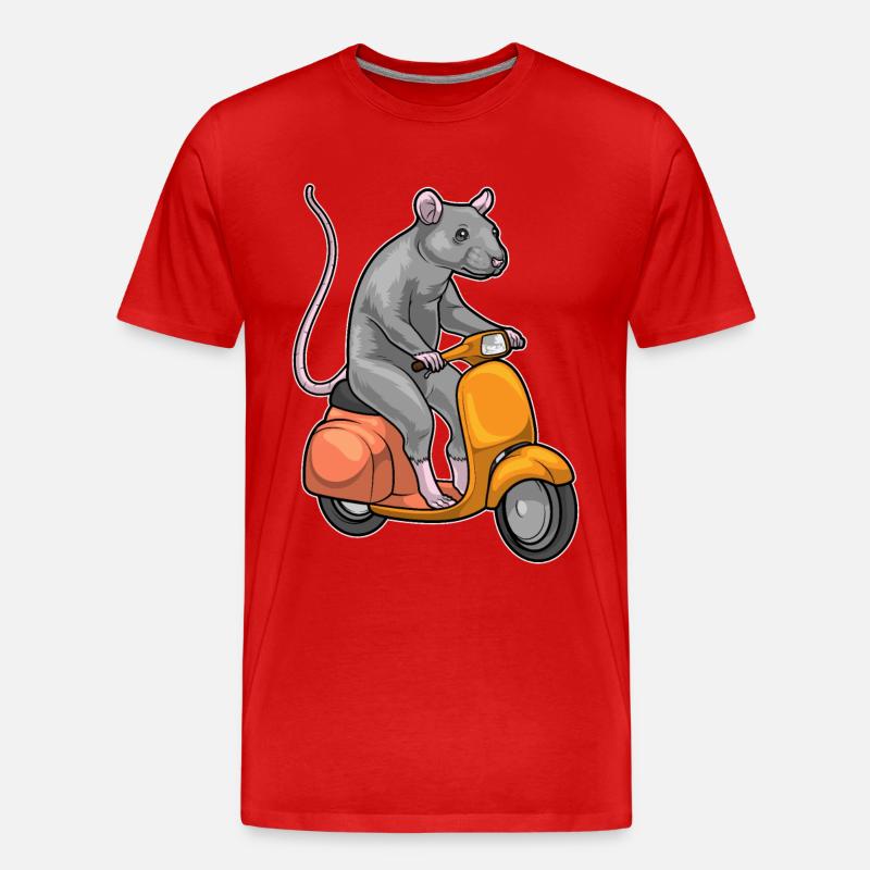 Ratte Motorroller - Männer Premium Bio T-Shirt - Rot