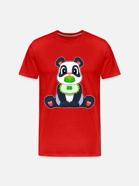 Panda Baby Bib Pacifier - Men's Premium Organic T-Shirt - red