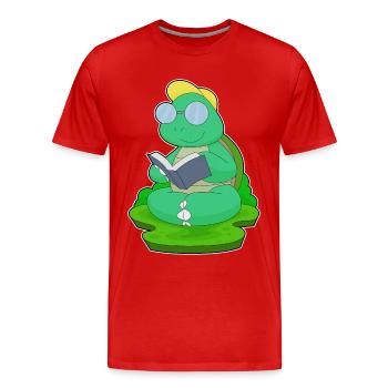 Turtle Nerd Book Lunettes - T-shirt bio Premium Homme - rouge - Devant - Damien (186cm)
