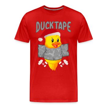 XMAS Duck Tape | Entenküken mit Duct Tape - Männer Premium Bio T-Shirt - Rot - Vorne - Damien (186cm)