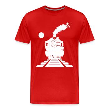 Railway Sketch - Men's Premium Organic T-Shirt - red - Front - Damien (186cm)