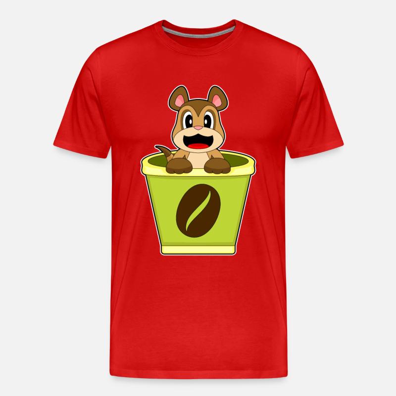 Erdmännchen Becher Kaffee - Männer Premium Bio T-Shirt - Rot