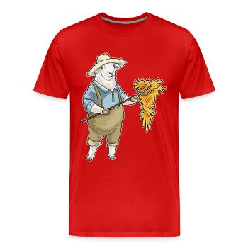 Schaf Landwirt Stroh Bauernhof - Männer Premium Bio T-Shirt - Rot - Vorne - Damien (186cm)